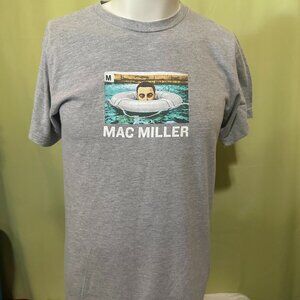 Mac Miller Swimming Lifesaver in Water Graphic Men's Gray Shirt Size Medium